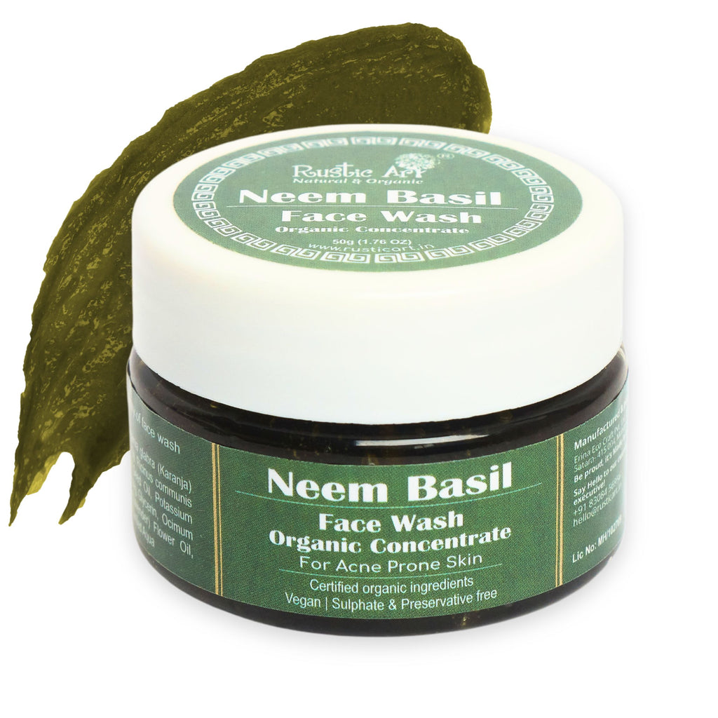 Organic Neem Basil Face Wash Concentrate for Acne Prone Skin